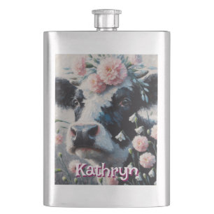 Petaca Holstein Cow Flowers Farm Farmhouse Personalizado