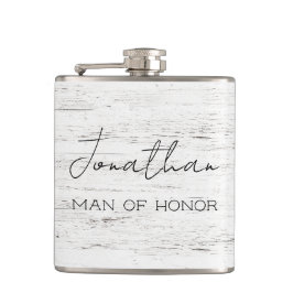 Petaca Hombre de Honor Personalizado Madera Blanqueada