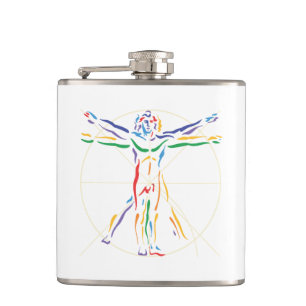 Petaca Hombre de la anatomía de DaVinci en los colores de
