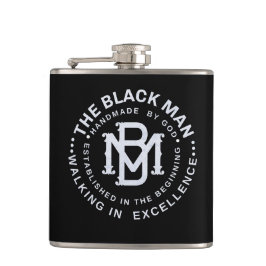 Petaca Hombre Negro Emblema Whiskey Vinyl Envuelto