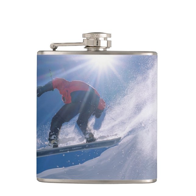 Petaca Hombre saltando de una gran cornisa en una tabla d (Anverso)