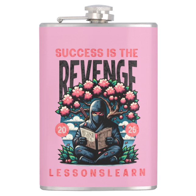 PETACA  HOME SUCCESS REVENGE LESSONS LEARN VINYL FLASK  (Anverso)