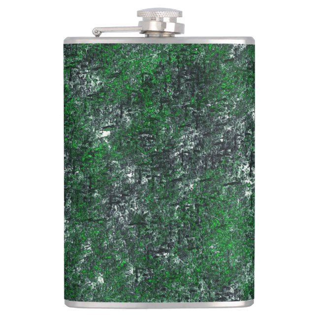 Petaca Hongo verde sobre roca gris blanca o tronco de árb (Anverso)