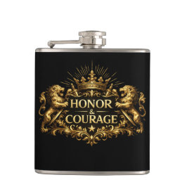 Petaca Honor and Courage Black Stainless Steel Hip Flask