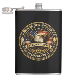 Petaca Honor Our Heroes Military Coin Patriotic Flask