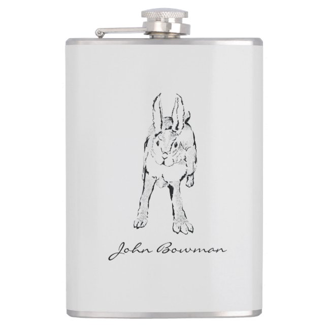 Petaca Hopping Wild Rabbit / Nombre personalizado (Anverso)