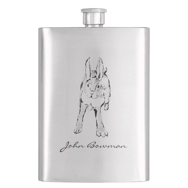 Petaca Hopping Wild Rabbit / Nombre personalizado (Anverso)