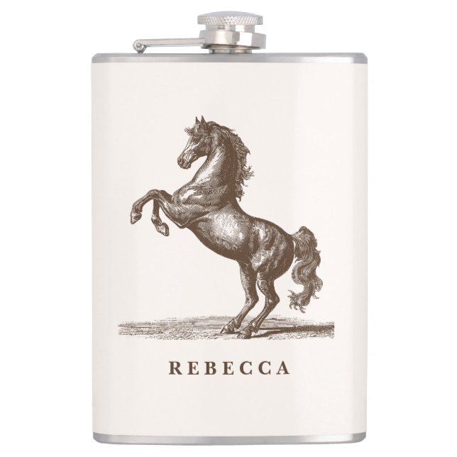 Petaca Horse Custom Name Equestrian Style Elegant (Anverso)