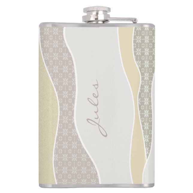 Petaca Huelga de curva verde rosa amarilla Abstract Waves (Reverso)