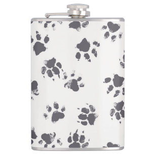 Petaca Huellas de trazo: Perro Monocromo sin soldadura.