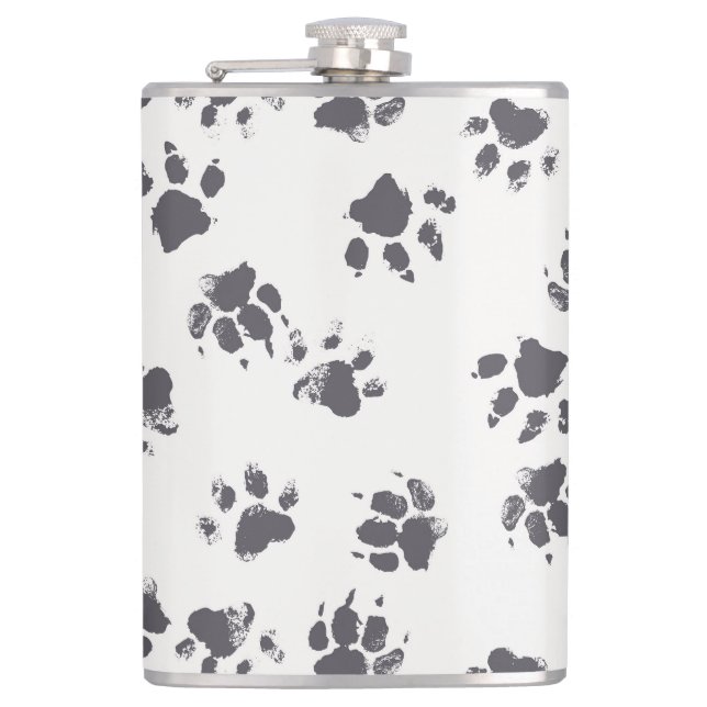 Petaca Huellas de trazo: Perro Monocromo sin soldadura. (Anverso)