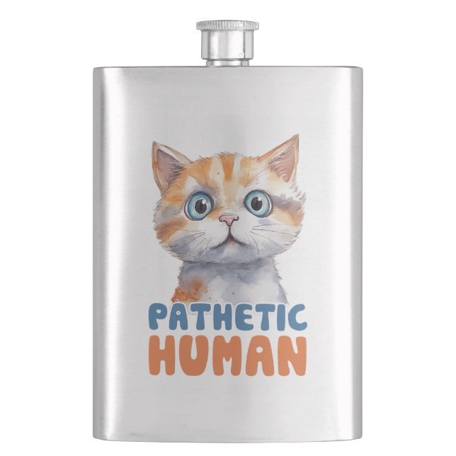 Petaca Humano patético - Diseño de gato sarcástico (Anverso)