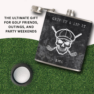 Petaca Humor de Golf Agarrar y Beber Iniciales Personaliz