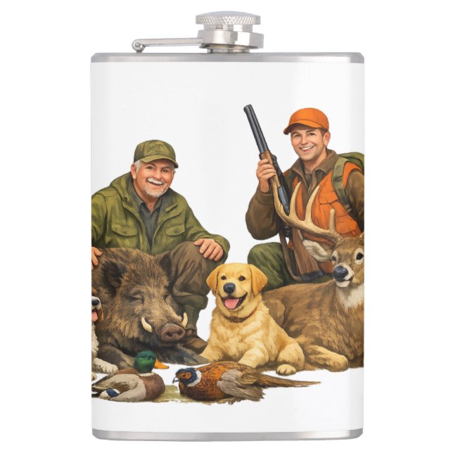 Petaca Hunting trophies with dogs outdoor hunter gift (Anverso)