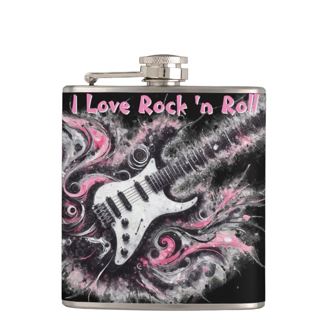 Petaca I Love Rock N Roll Electric Guitar Personalized (Anverso)