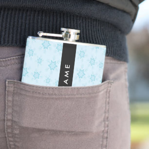 Petaca Ice Blue Snowflakes, su nombre, Personalice
