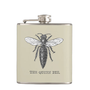Petaca Ilustración antigua de insecto bug abeja reina