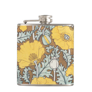Petaca Ilustración Art Nouveau Amapola Flor Amarilla