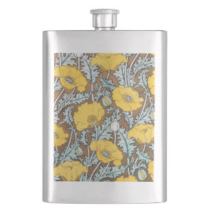 Petaca Ilustración Art Nouveau de Amapola Flor Amarilla