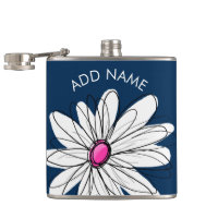 Ilustracion Daisy Floral de moda - marina y rosa
