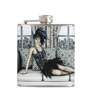 Petaca Ilustración de Arte de Moda Flapper de los Rugient