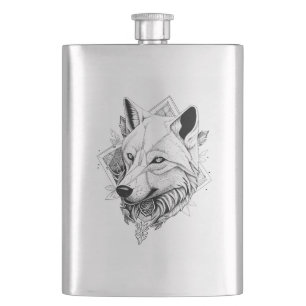 Petaca Ilustracion de arte de Wolf Wild Animal Nature