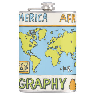 Petaca Ilustracion de geografía de época dibujado a mano
