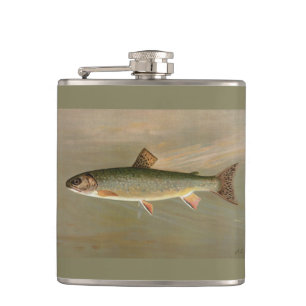 Petaca Ilustracion de pescado de la vintage de la trucha