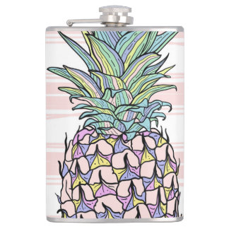 Petaca Ilustracion de piña vintage colorido.