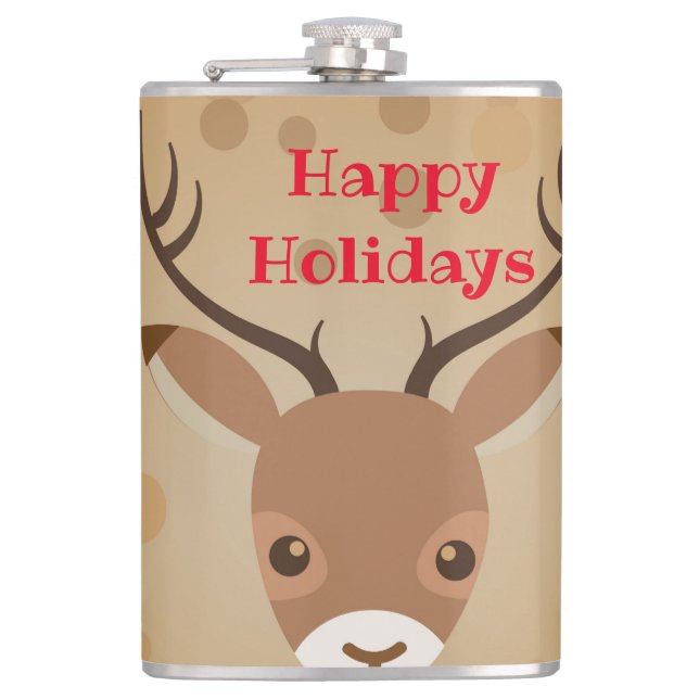 Petaca ilustracion de renos sobre fondo marrón (Anverso)