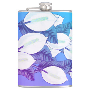 Petaca Ilustracion Lirio de Paz Blanca Púrpura Azul Pálid