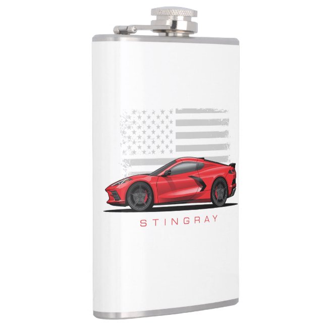 Petaca Ilustración negra de Chevy Corvette C8 (Derecha)