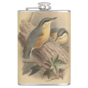 Petaca Ilustracion vintage de Nuthatch