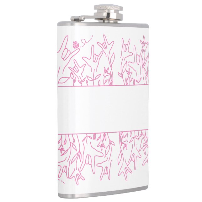 Petaca ILY Bloom - Diseño ASL de nombre personalizado (Derecha)