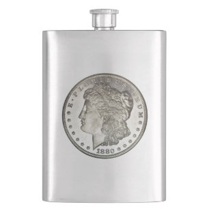 Petaca Imagen de Morgan Silver en Dólar en Flask