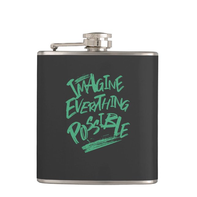 Petaca Imaginen todo lo posible motivación de cita (Anverso)