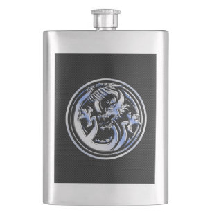 Petaca Impresión cromada de fibra de carbono negro del Es