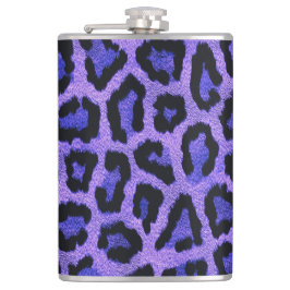 Petaca Impresión de animal morado azul de leopardo negro