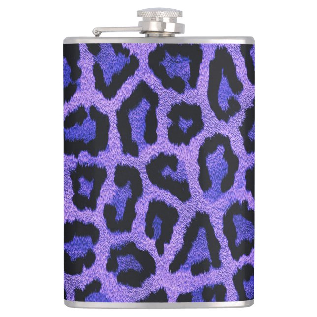Petaca Impresión de animal morado azul de leopardo negro (Anverso)