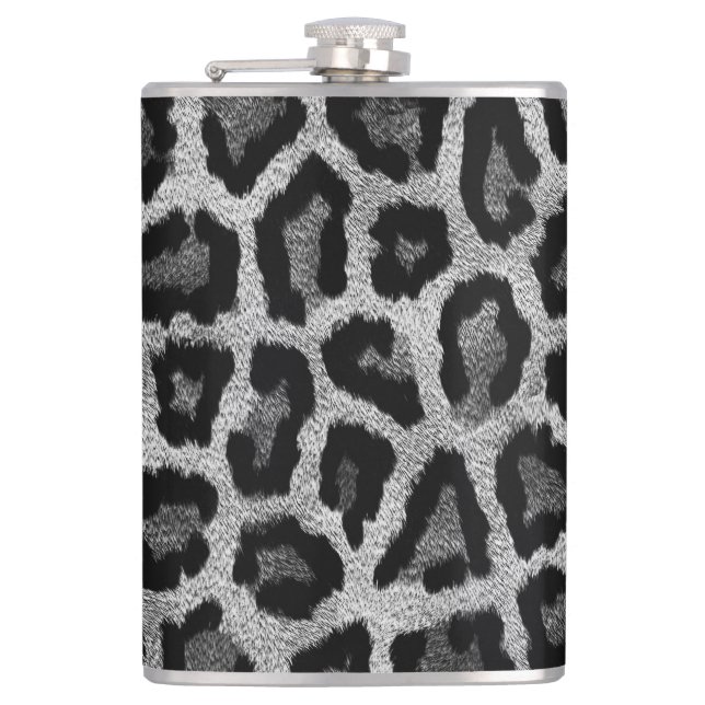 Petaca Impresión de animales de leopardo negro gris (Anverso)