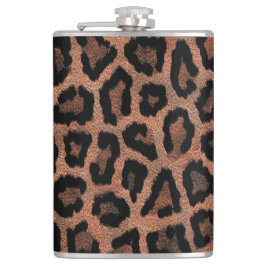 Petaca Impresión de animales de leopardo negro marrón