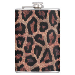 Petaca Impresión de animales de leopardo negro marrón