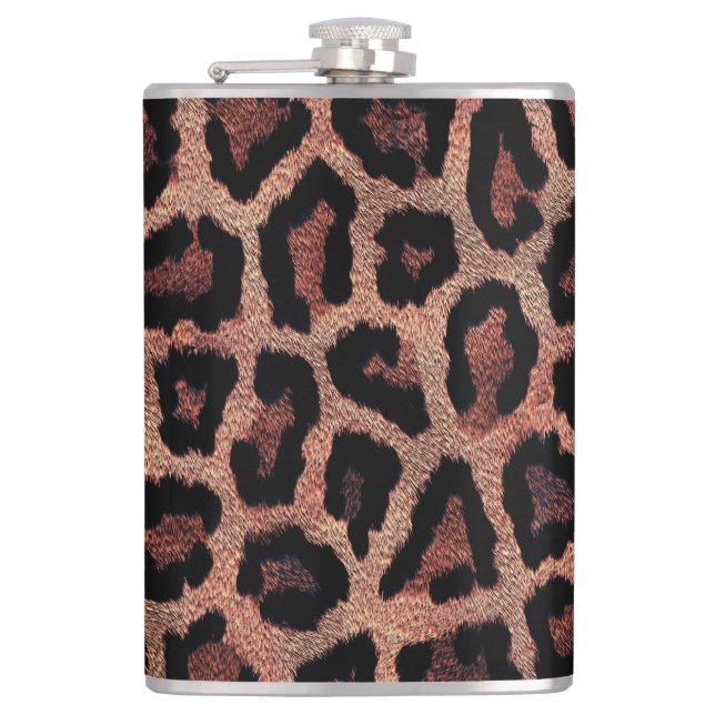 Petaca Impresión de animales de leopardo negro marrón (Anverso)