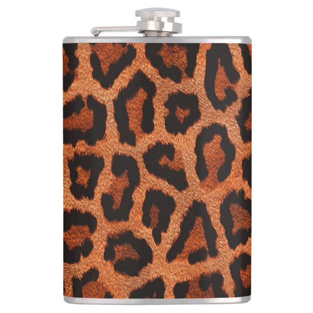 Petaca Impresión de animales de leopardo negro rojo marró (Anverso)