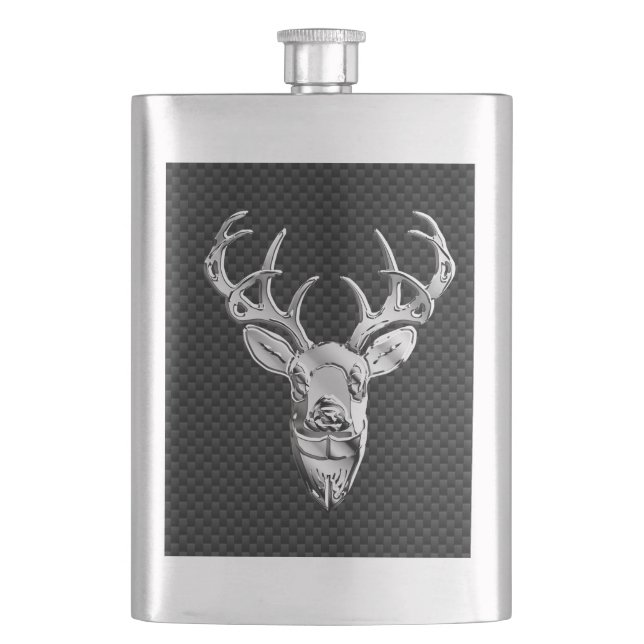 Petaca Impresión de Deer on Carbon Fibra Style (Anverso)