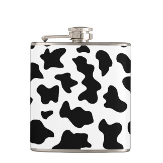 Petaca impresión de vaca de granja blanca y negra