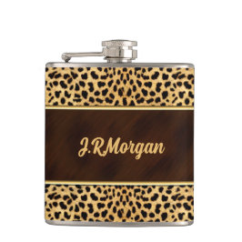 Petaca Impresión femenina del guepardo con nombre