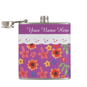 Petaca Impresión floral personalizado sobre matraz de cad