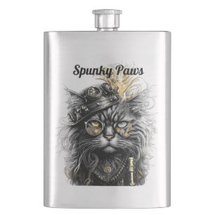 Petaca Impresionante gato steampunk personalizable