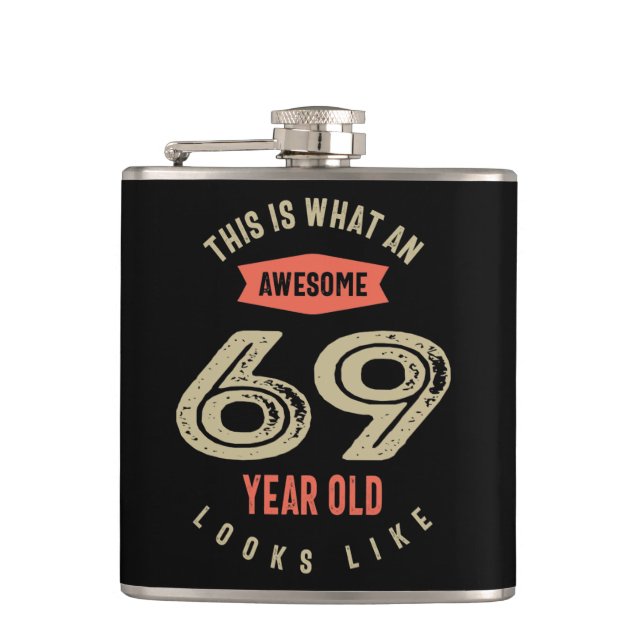 Petaca Impresionante regalo de cumpleaños de 69 años Funn (Anverso)
